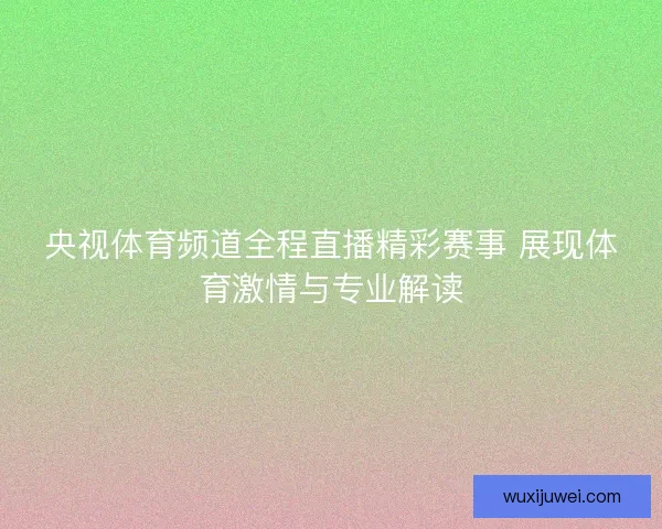 央视体育频道全程直播精彩赛事 展现体育激情与专业解读 央视体育频道全程直播精彩赛事 展现体育激情与专业解读